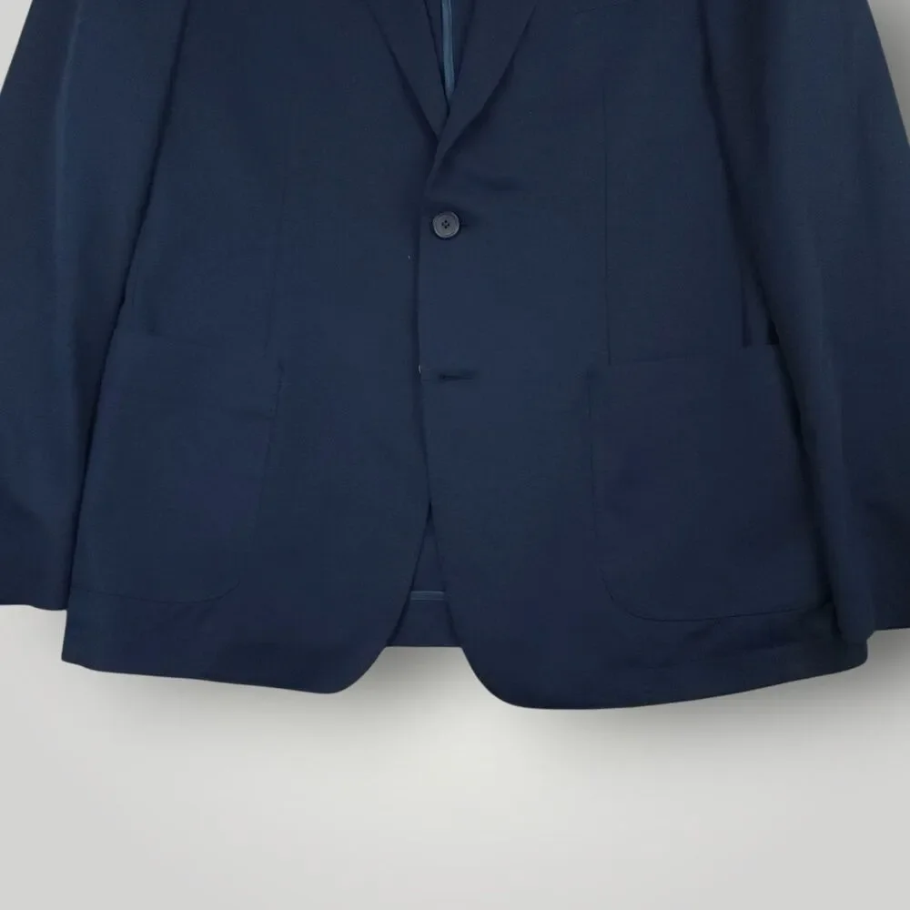 Bar III Sport Coat Mens 42R Unstructured Hopsack Patch Pocket Cotton Blend Navy
